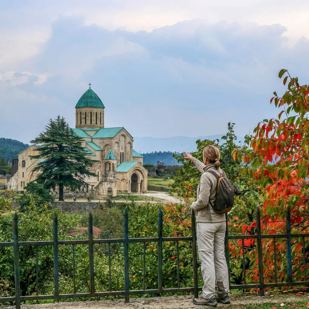 woman in front of a church in georgia